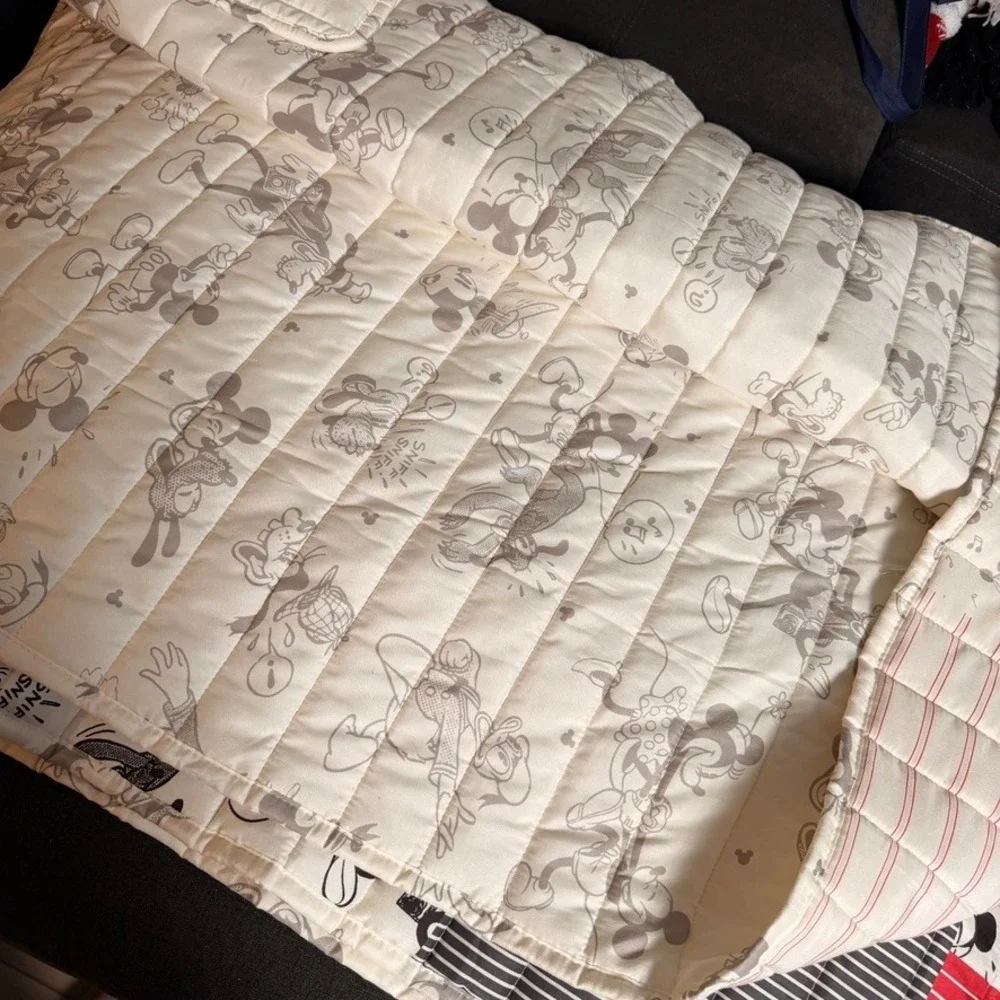 Disney Mickey Mouse Quilted Queen Comforter & 2 Pillow Shams Retro Kidcore